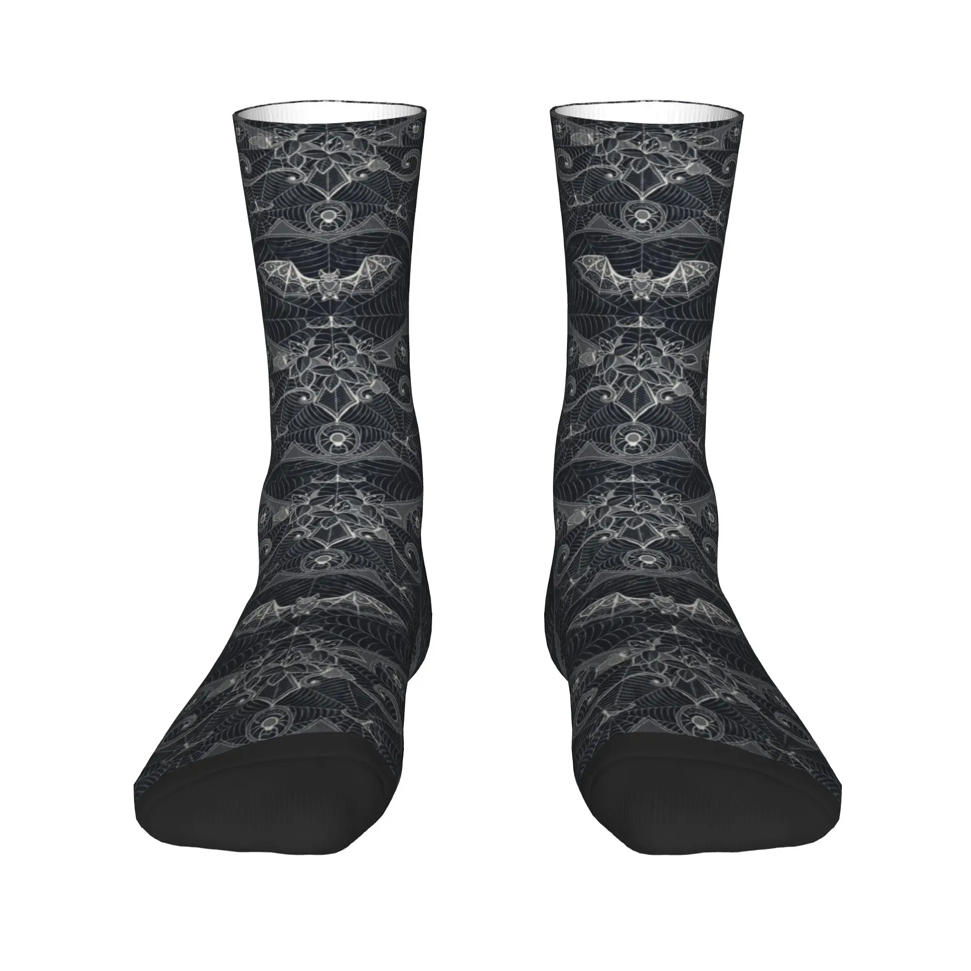 

Halloween Witch Bats Dress Socks Men's Women's Warm Funny Novelty Gothic Halloween Lace Crew Socks