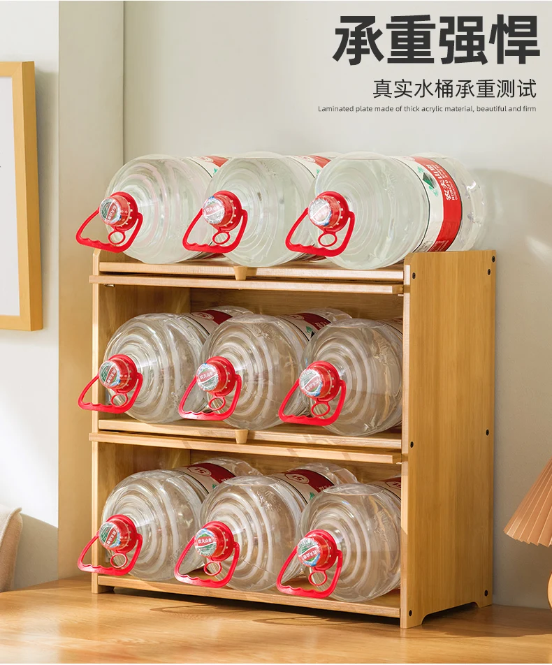 Natural Bamboo Storage Cabinets Dustproof Acrylic Doors Cup Holder Tea Set Display Kitchen Organizer Dining Room
