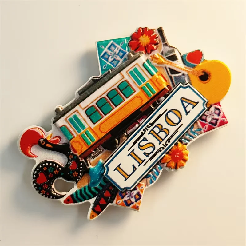 البرتغال، الليسبون، الحافلة، الديك، مجسمة ثلاثية الأبعاد، هدايا تذكارية للسياحة، لوحة الراتنج، ديكور المنزل، مغناطيس الثلاجة