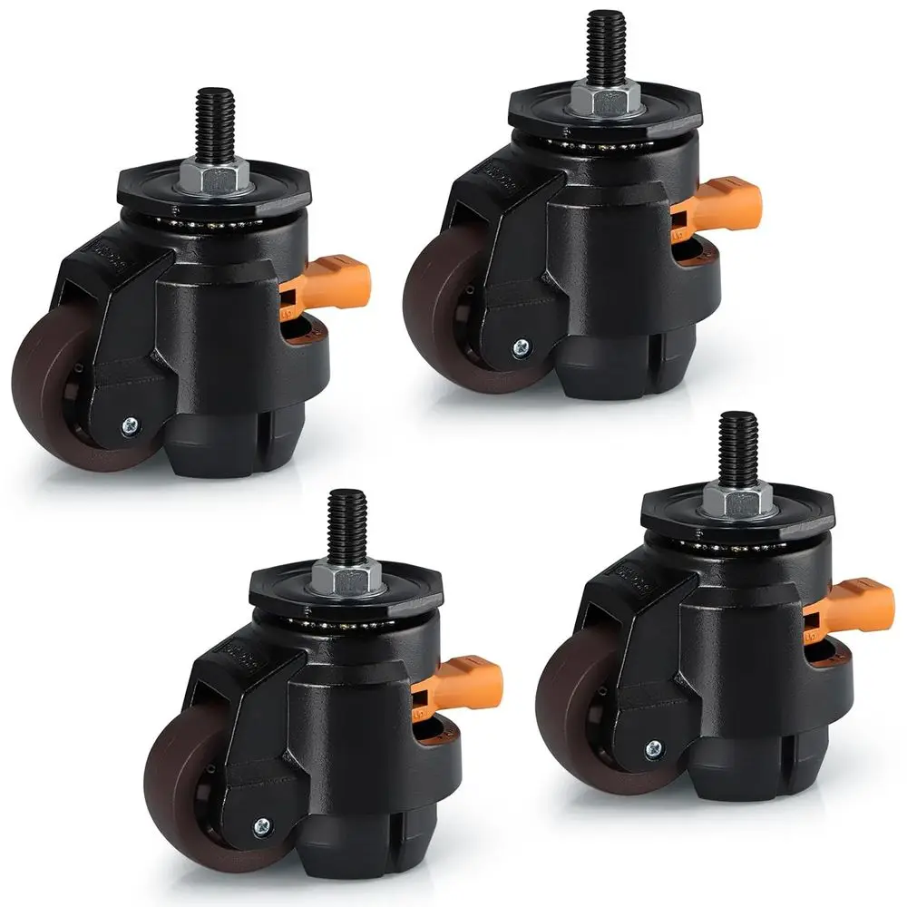 

Leveling Stem Casters, Retractable with Ratchet Handle, Heavy Duty Workbench Casters, 2200 Lbs Capacity, 4 Pack