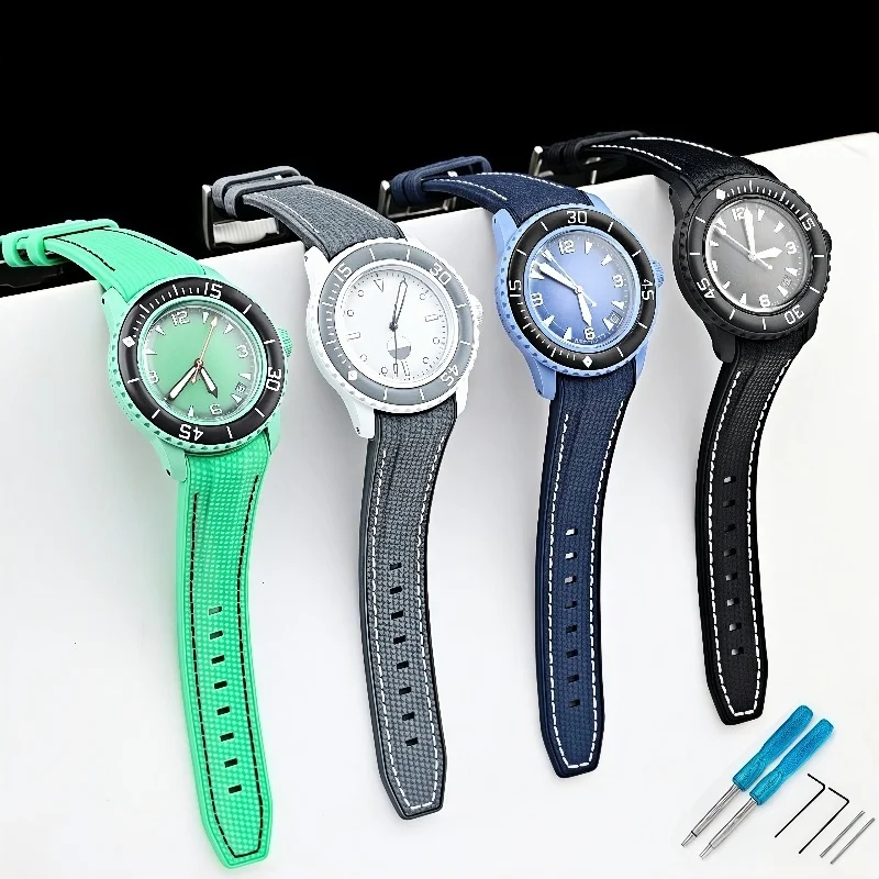 Silicone Watch Strap for Swatch X Blancpain 22mm Watchband Sport Waterproof High Quality Soft Bracelet Wristband with Tools