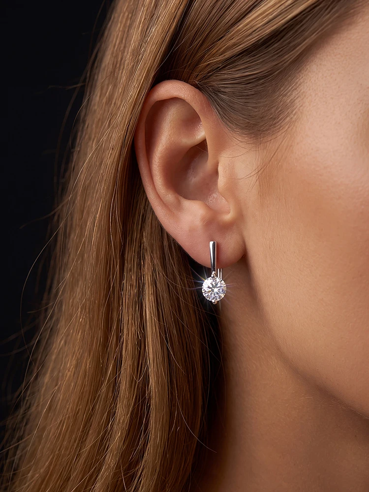 Echte 0,5CT Moissanit-Diamant-Ohrringe für Damen, schlicht, rund, aus 925er Sterlingsilber, Party-Mode, hochwertiger edler Schmuck – Detail 2