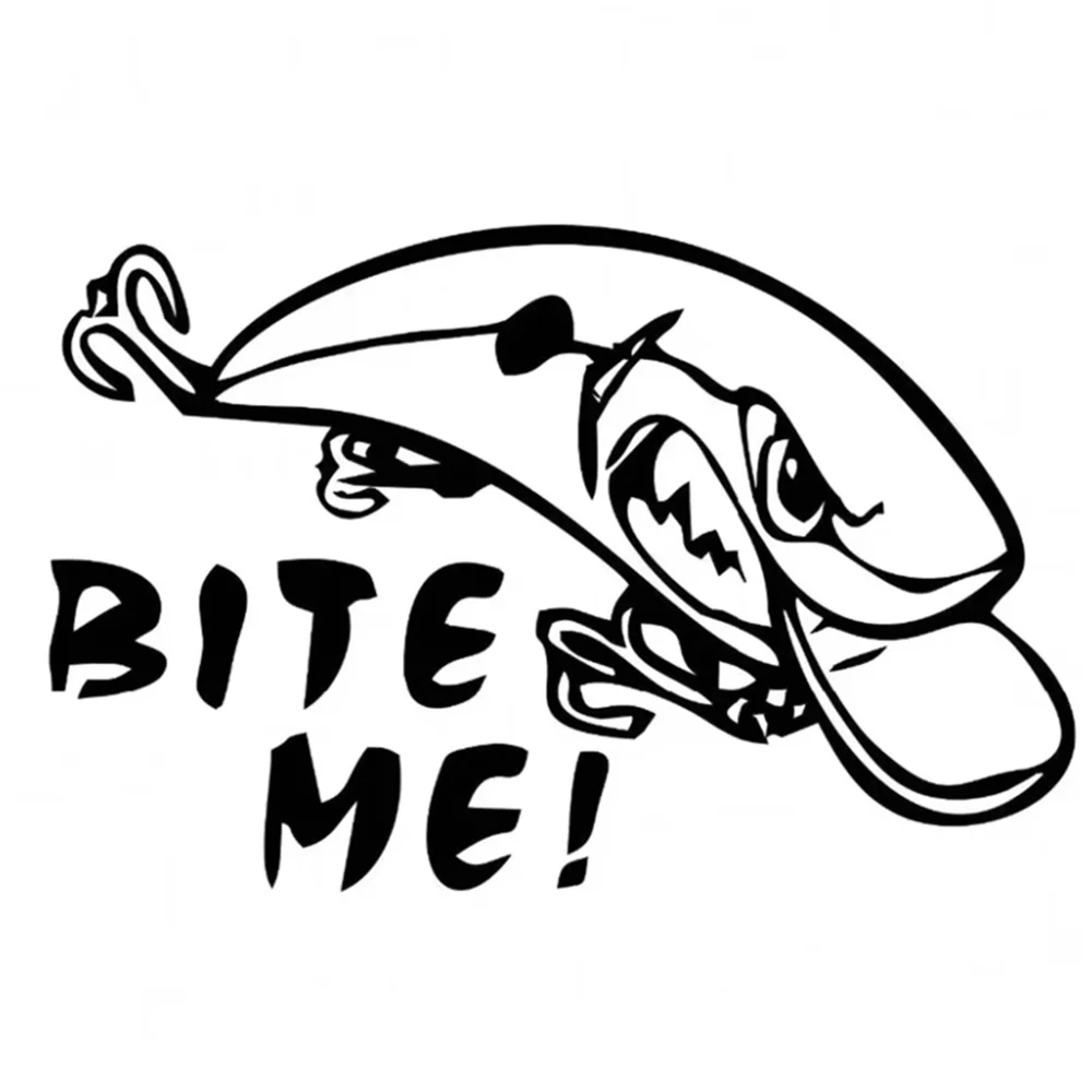 Bite Me Fishing Lure Graphic Car Sticker Vinyl Decal Waterproof Outdoor Fishing Truck Window Vehicle Decor Accessories