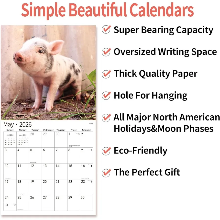 2026 تقويم الحائط التقويم 2026 نوفمبر 2025 ديسمبر 2026 تقويم الحائط الطفل الحيوانات 12 "× 24" مفتوحة كاملة e أشهر سميكة و