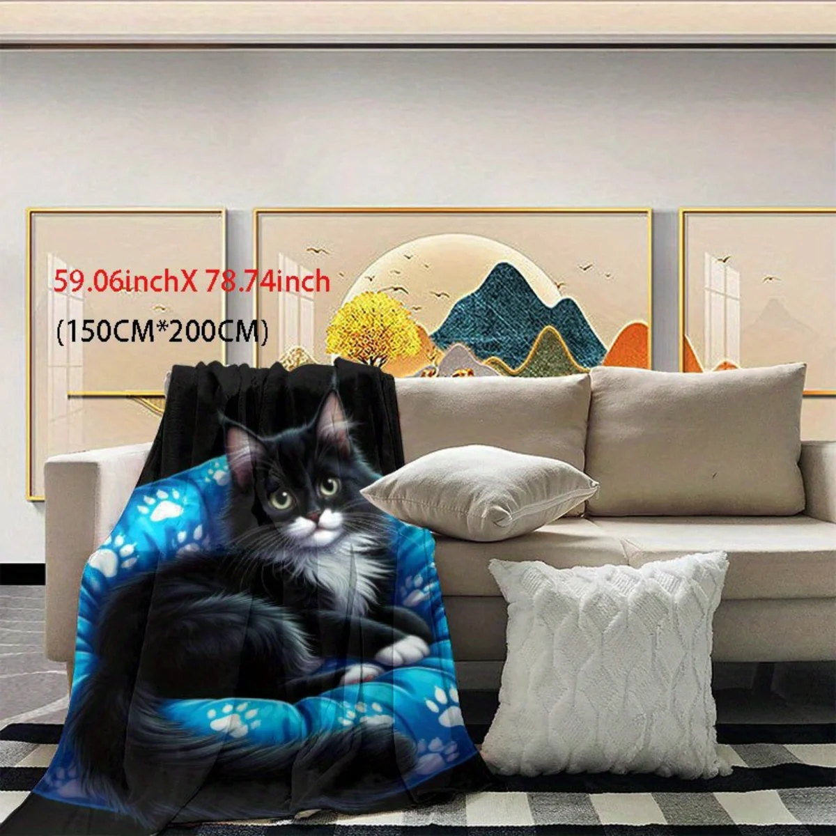بطانية من الفلانيل بنمط القط الفارسي - سرير، أريكة، مكتب، سفر، هدية، ديكور، كرسي، راحة ودفء، عيد الميلاد #2