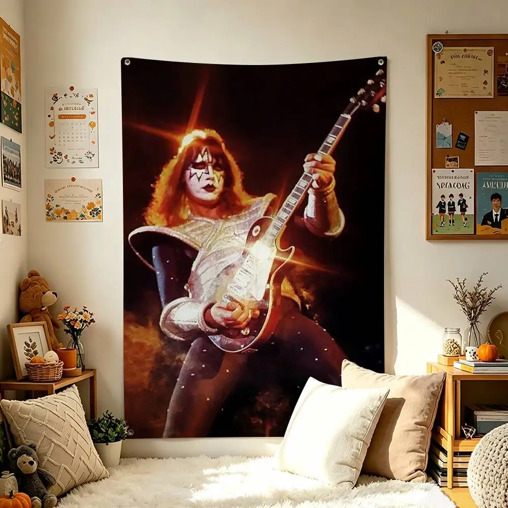 Rock Spaceman A-Ace Frehley K-KISS Home Decor Wall Hanging Vertical Flags Indoor Outdoor Background Tapestry