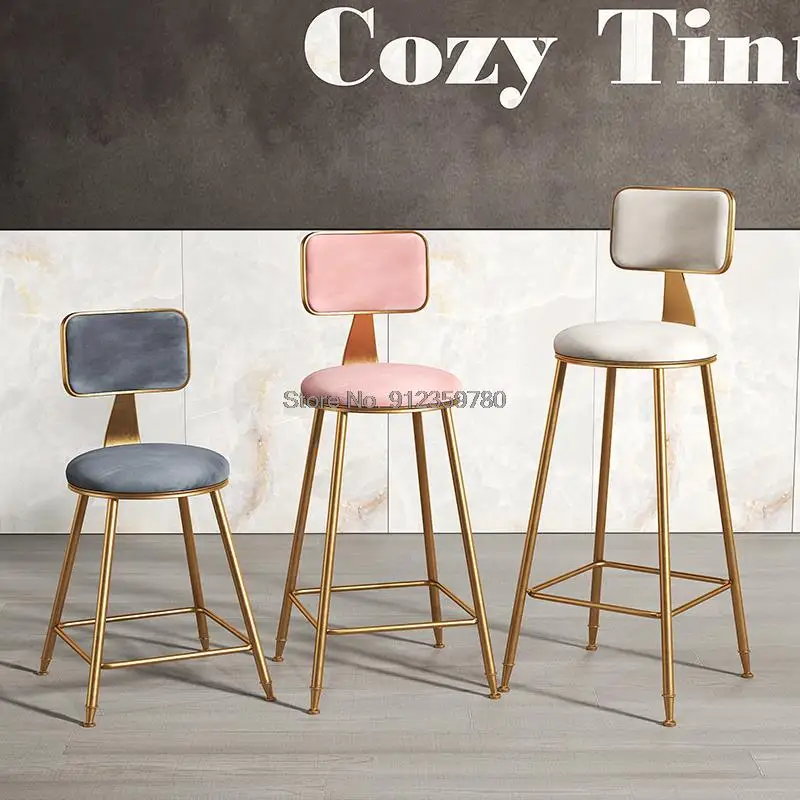 Postmodern Minimalist Wrought Iron Bar Stool With Backrest, Nordic High Leg Dining Chair, Multifunctional Bar Stool for Home Kit