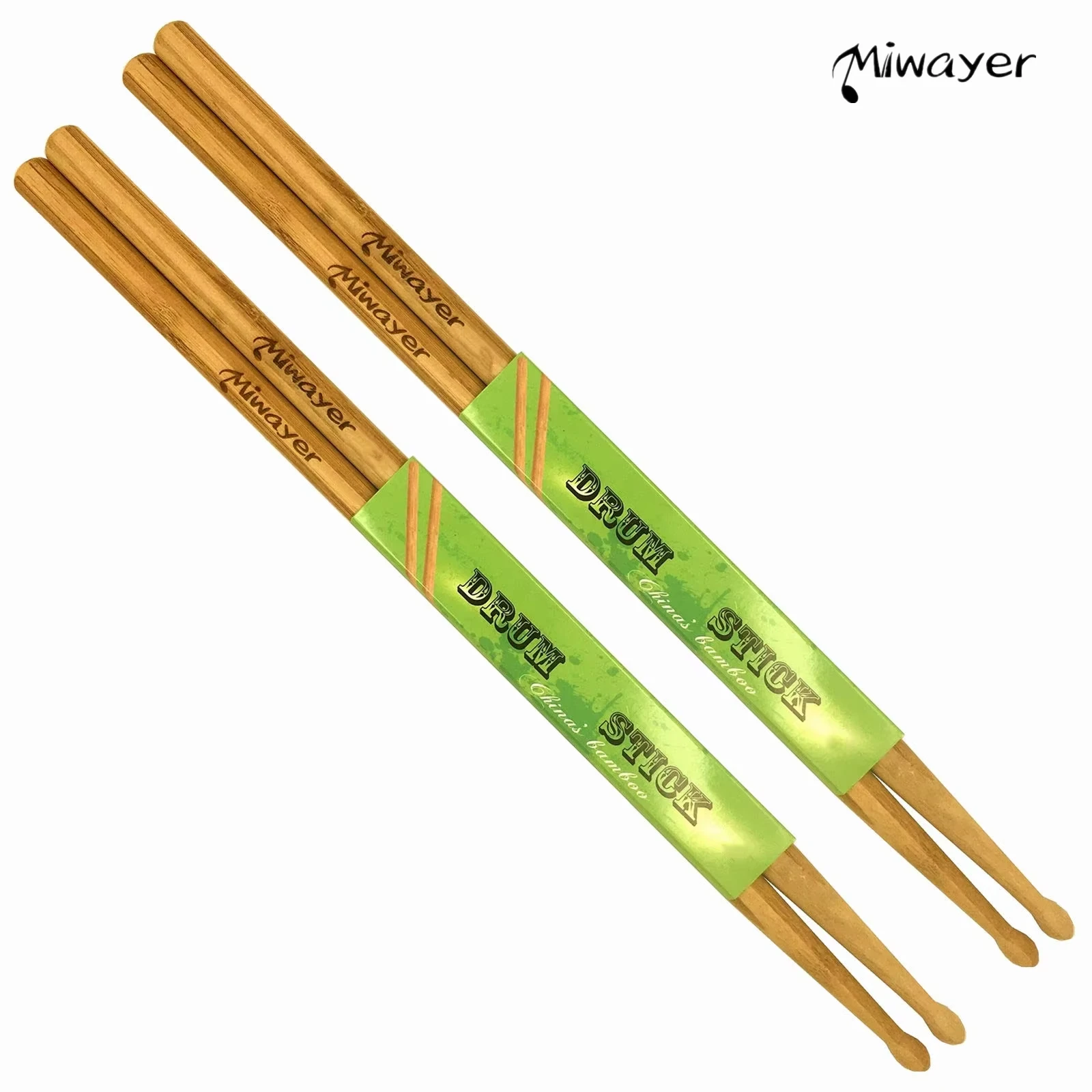 7A/5A/5B Bamboo Drumsticks, 6-Inch Lightweight & Durable with Teardrop Tip, Perfect for Percussion Accessories