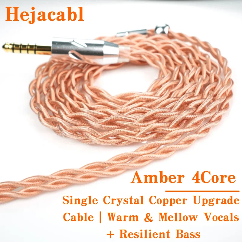 

4Ambe Core OCC Monocrystalline Copper Braided Earphone Cable, High Purity HiFi IEM Replacement Audio Wire, MMCX/0.78 2Pin 3.5/4.