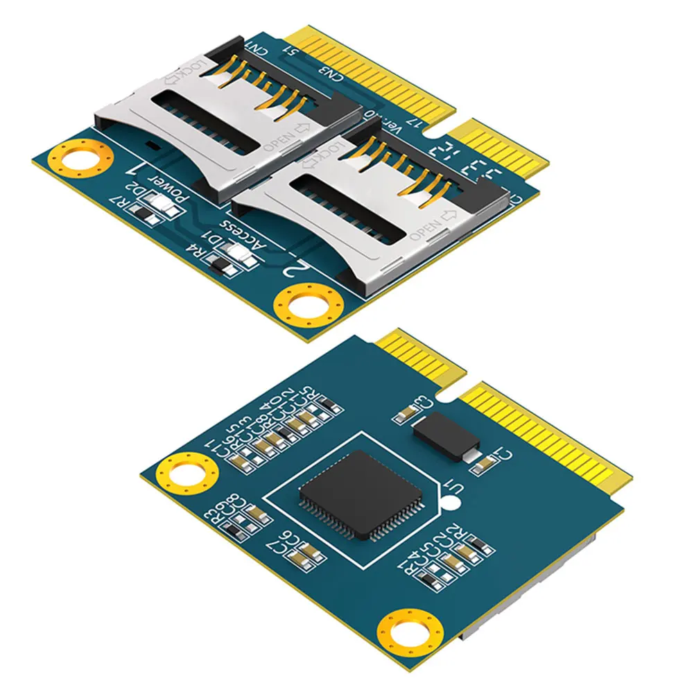 Dual TF Micro SD Card to Mini PCI-E Adapter Half Bracket Converter for Laptops and Embedded Computers Storage Solution