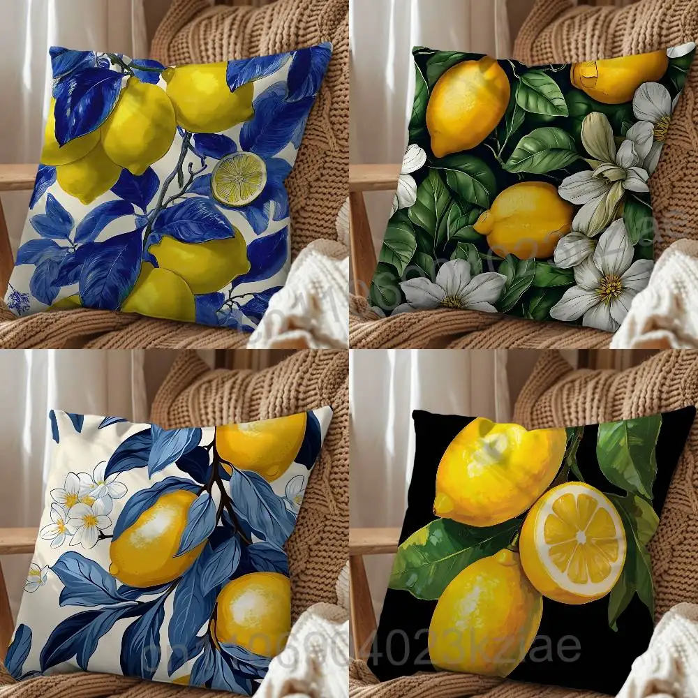 Sour and refreshing Fruit Lemon Pillow Case Pillow Case Living Room Sofa Cushion Cover Suitable For Home Bedroom Room Decoration