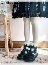 Moda tutto-fiammifero giapponese punta tonda signore scarpe tacco basso inverno foderato in pile dolce carino piattaforma Lolita stivali da neve per le signore