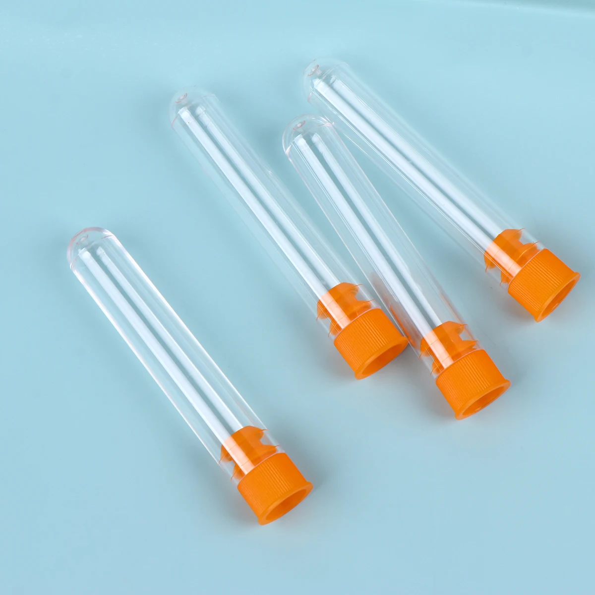 

100Pcs Plastic Clear Test Tube for Scientific Experiments Party Candy Storage with Cap(Random Color)