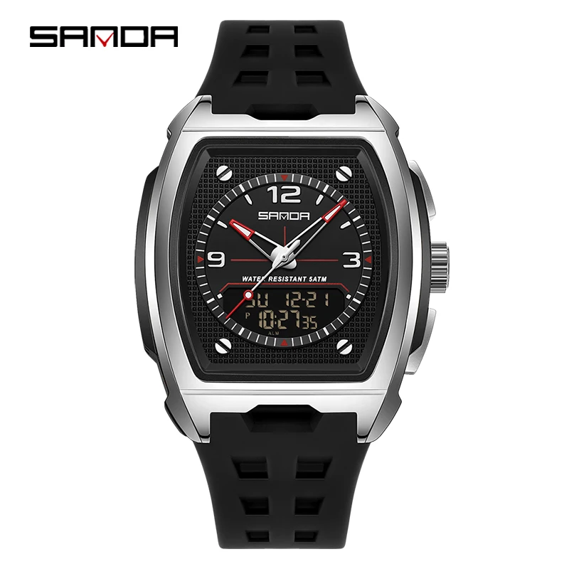 SANDA 5109 Multifunction Men's Electronic Watches Calendar Alarm Clock Countdown Luminous Sport Fashion Men Electronic Watches