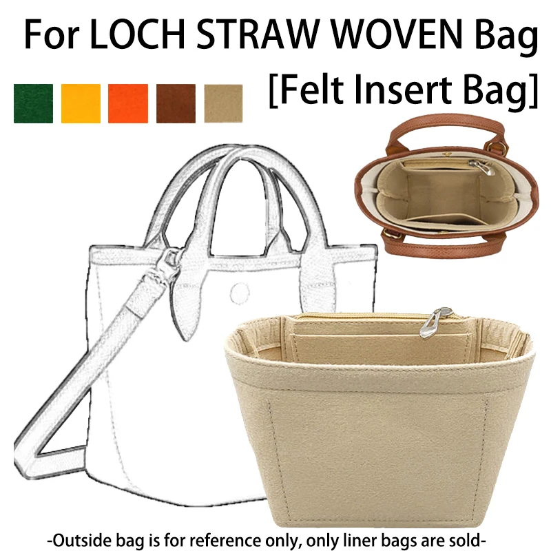 EverToner Felt Insert Organizer for Long-chmp Straw Woven & Mini Dumpling Bag – Bag-in-Bag Storage Liner & Anti-Sag Support