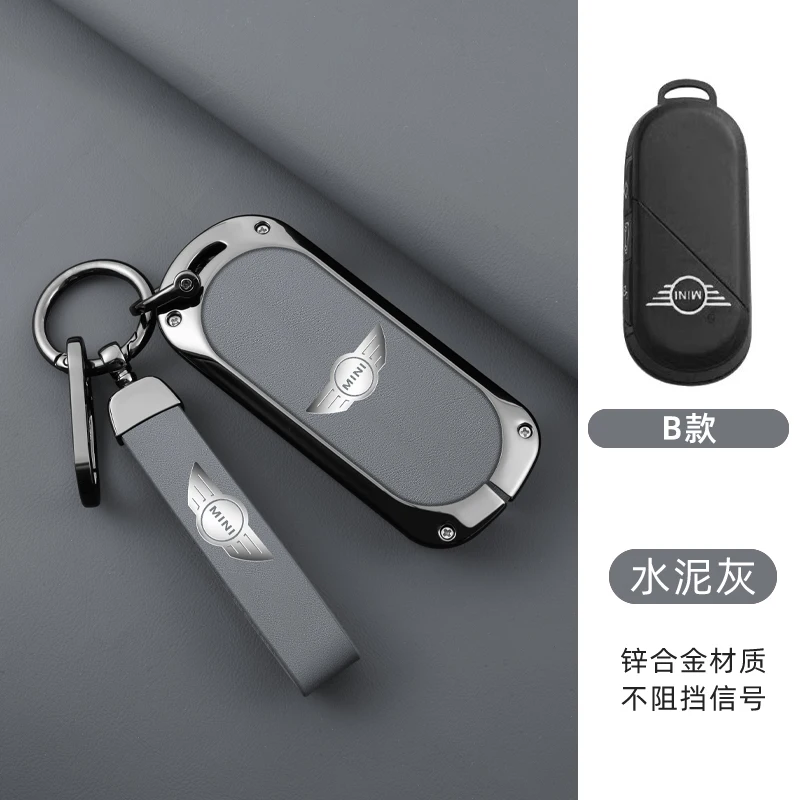 Leather Car Remote Key Case Full Cover Protection Shell Keychain Holder for Bmw Mini Countryman Cooper One 2023 2024 Accessories