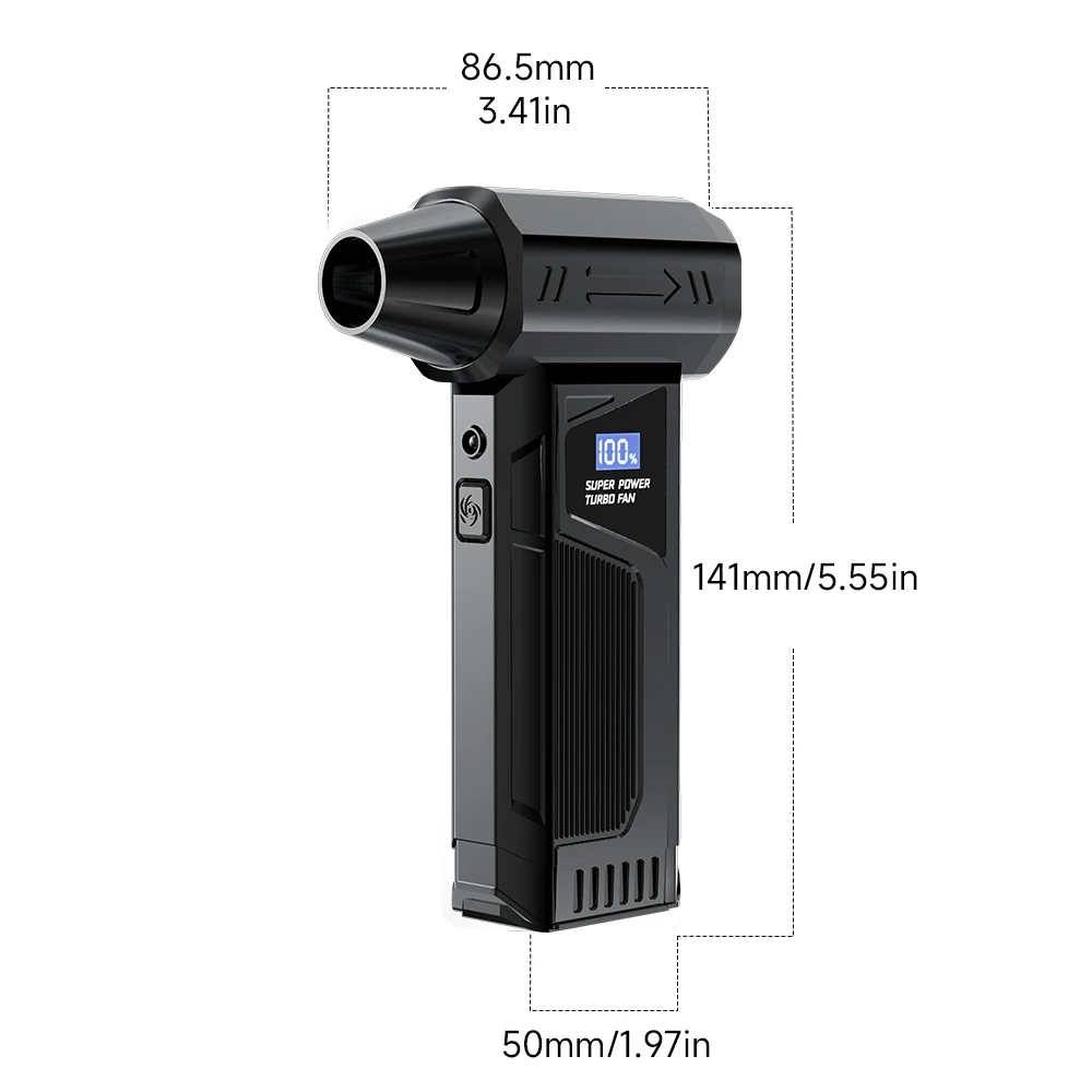 Wireless Jet Fan 990000RPM Brushless Motor Turbo Jet Blower Car Vacuum Cleaner Lighting/Digital Display Outdoor Portable Blower