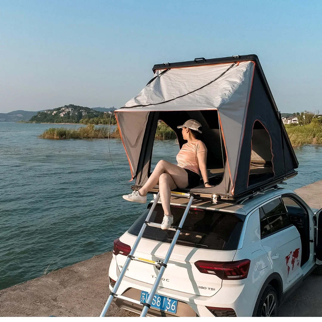 

l Новая трендовая легкая палатка на крыше, тренировочные палатки с алюминиевым корпусом, треугольная палатка на крыше автомобиля