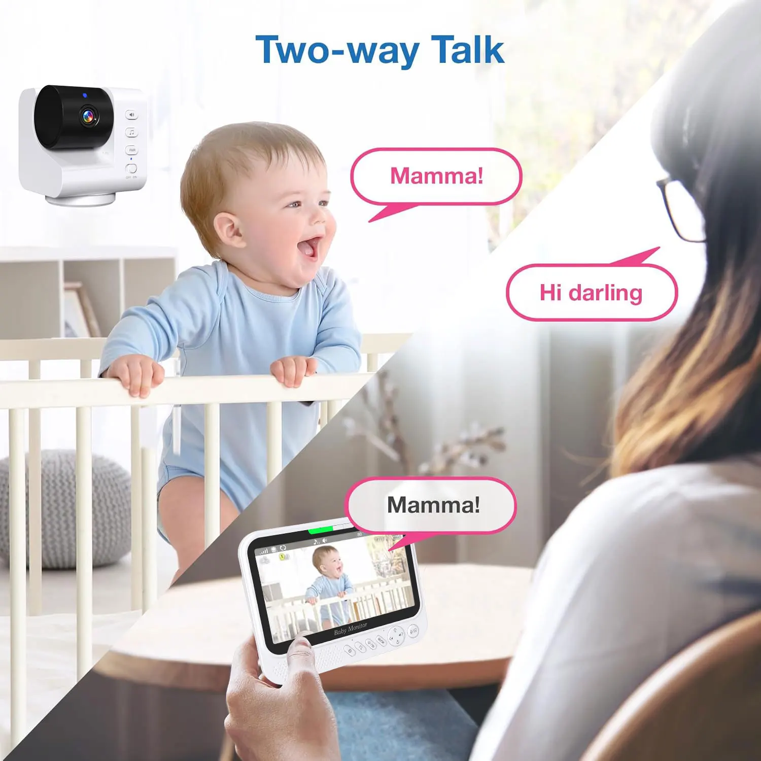 Baby 7-inch Video Machine Home Protection IP Camera Two-way Dialogue With Night Vision Wireless 5000mAh Battery Indoor Baby Prot