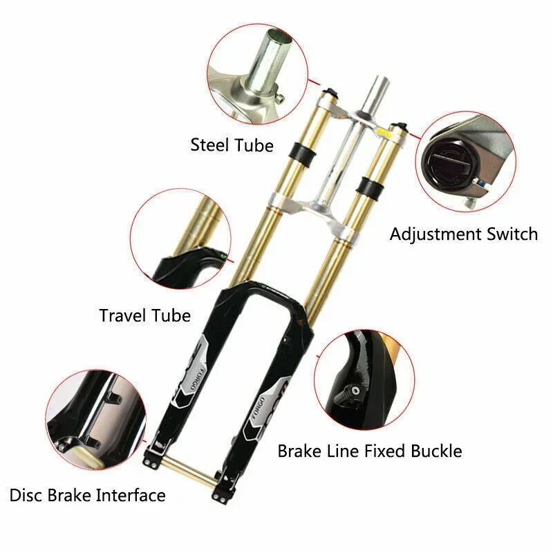 ZOOM 26inch DH/AM/E-Bike/MTB Fork 170mm Travel Bicycle Suspension Fork 110*20mm Thru Axle Lockout Mountain Bike Forks Disc Brake