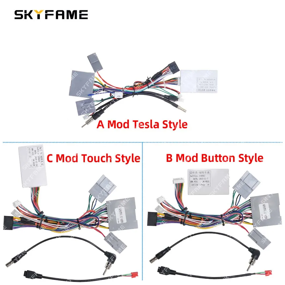 

SKYFAME Car 16pin Wiring Harness Adapter Canbus Box Decoder Android Radio Power Cable For Ford Mustang