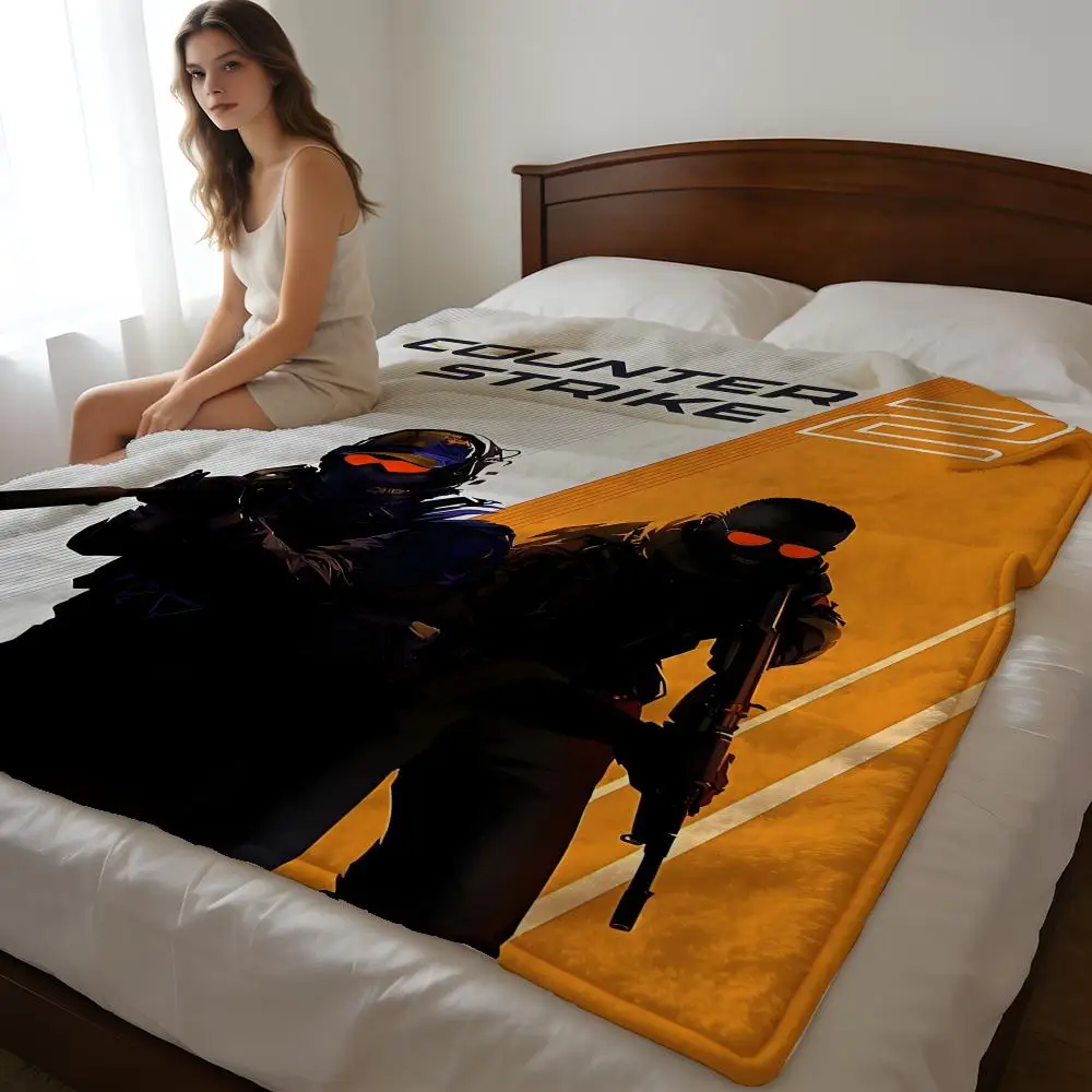 Hot Game C-Counter-Strike CS2 Throw High-Density Short Plush Blanket For Sofa Nap Air-Conditioned Room Soft Skin-Friendly