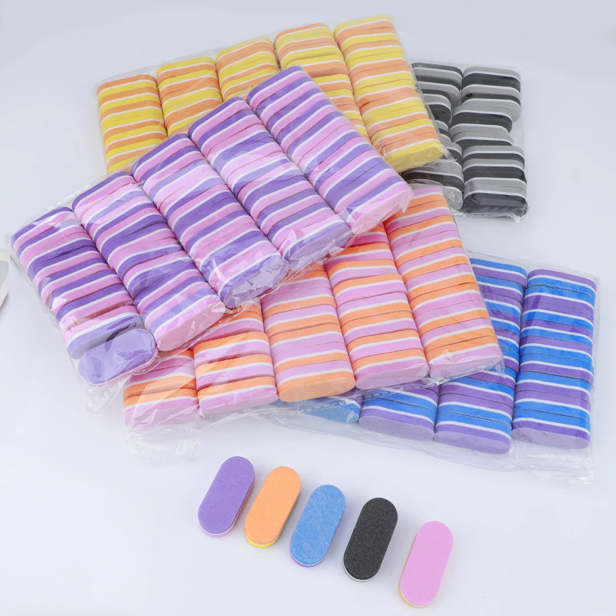 50개 전문가용 미니 네일 버퍼 파일 네일 아트 광택 샤이너 스펀지 버터 블록 프라이머 매니큐어 페디큐어 샌딩 도구