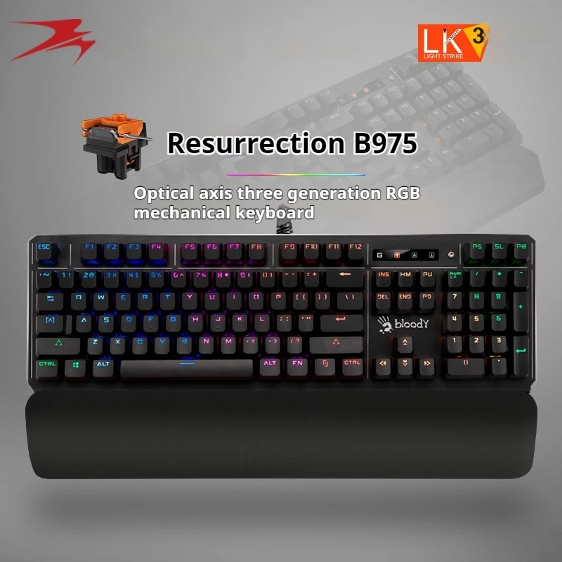 A4Tech Bloody B975 Optical Axis Third Generation E-Sports Game Mechanical Keyboard Backlight Game Office Multi-Scene Suitable