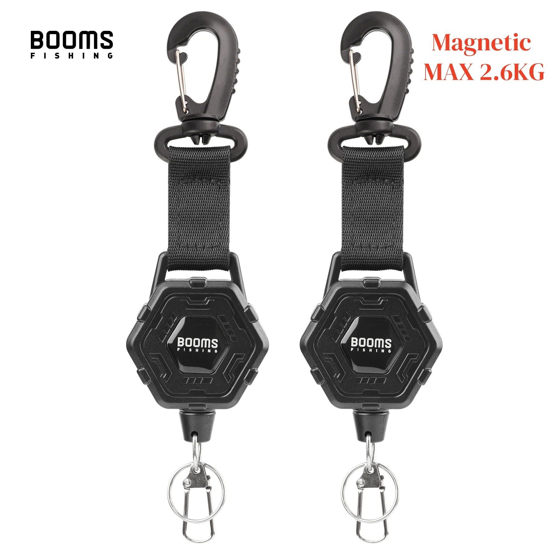 

Booms Fishing RG5 90cm Retractable Keychain with Belt Clip Fishing Zinger Retractor 2.6kg Heavy Duty Badge Holder Fishing Tools