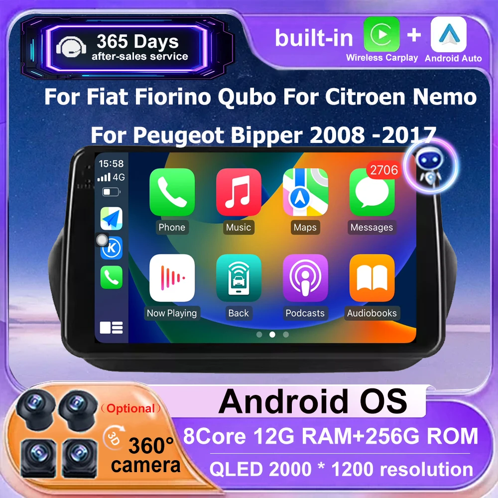

10" For Fiat Fiorino Qubo For Citroen Nemo For Peugeot Bipper 2008 -2017 Car Radio Stereo Multimedia Android Auto Player 4G WIFI