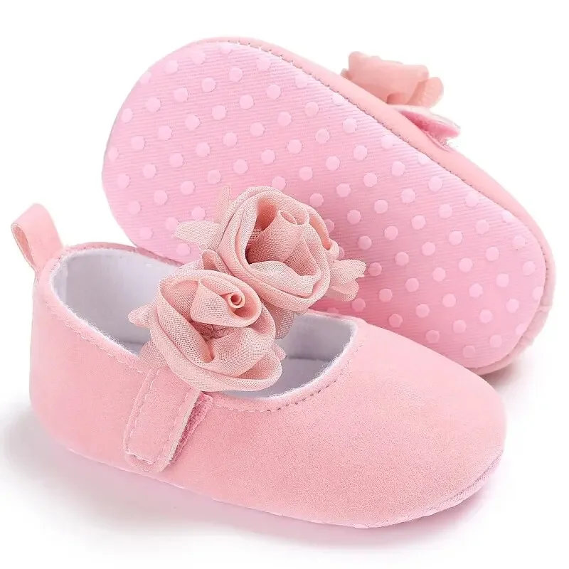 Meckior Baby Shoes Cute Flower Princess Girls Shoes Newborn Cotton Sole Anti-slip Toddler First Walker Crib Shoe Infant Moccasin