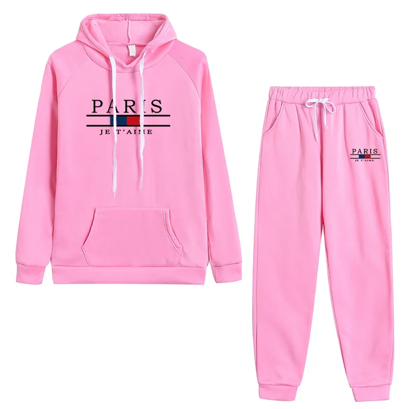 Qualidade diária conjunto de duas peças para mulheres cordão com capuz terno confortável casual pulôver moda feminina agasalho outono inverno