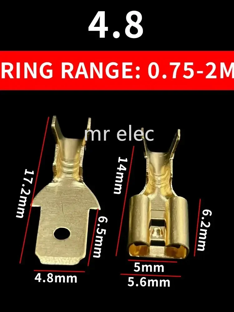 100Pcs/lot 2.8/4.8/6.3mm Female and Male Crimp Terminal Connector