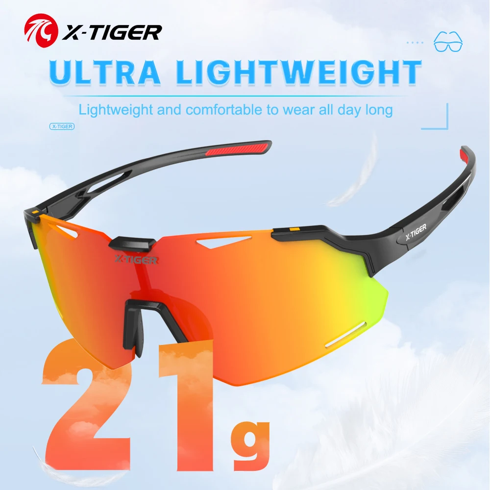 X-TIGER Polarized Cycling Glasses Adult 21g Ultralight Sports Sunglasses Men Fit MTB Road Cycling Eyewear Fishing Driving Goggle