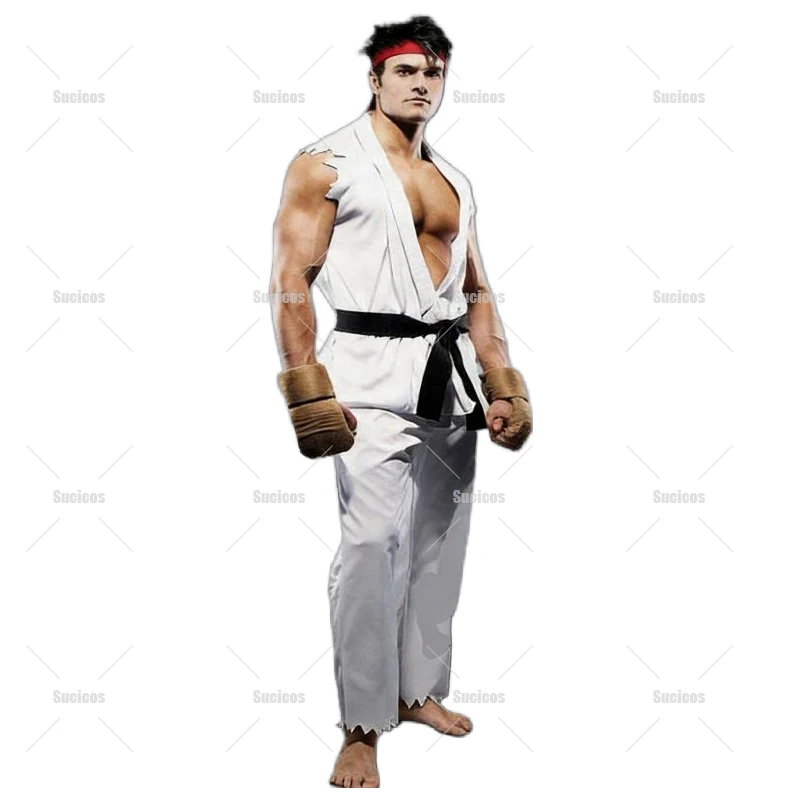 Street Fighter Cosplay Costume with Strap Gloves Anime Game Role Play Outfit for Party Halloween view 2