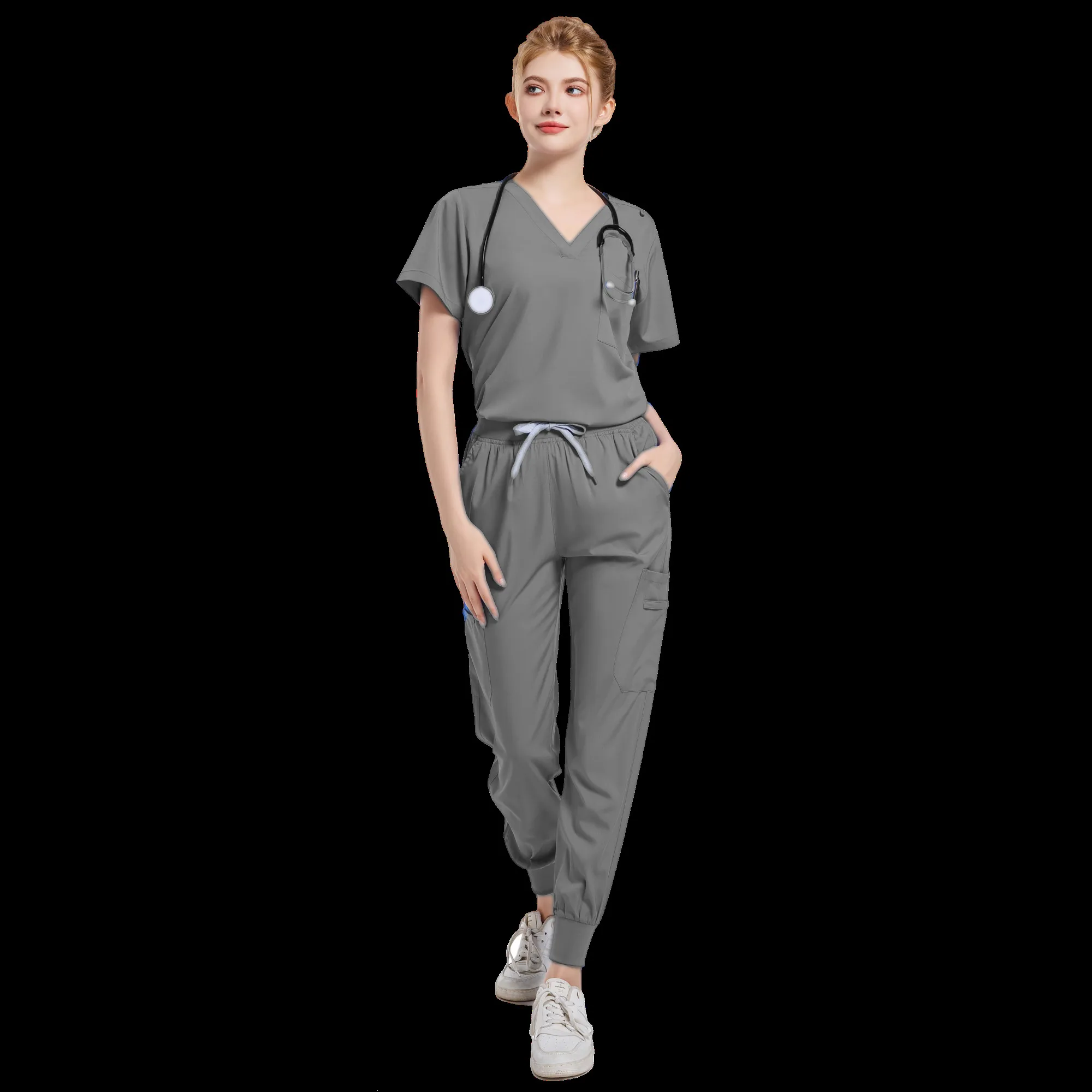 

Fashionable Scrubs Set Medical Women Nursing Scrub Overalls Beauty Salon SPA Work Wear Veterinaria Nurse Uniform For Hospital