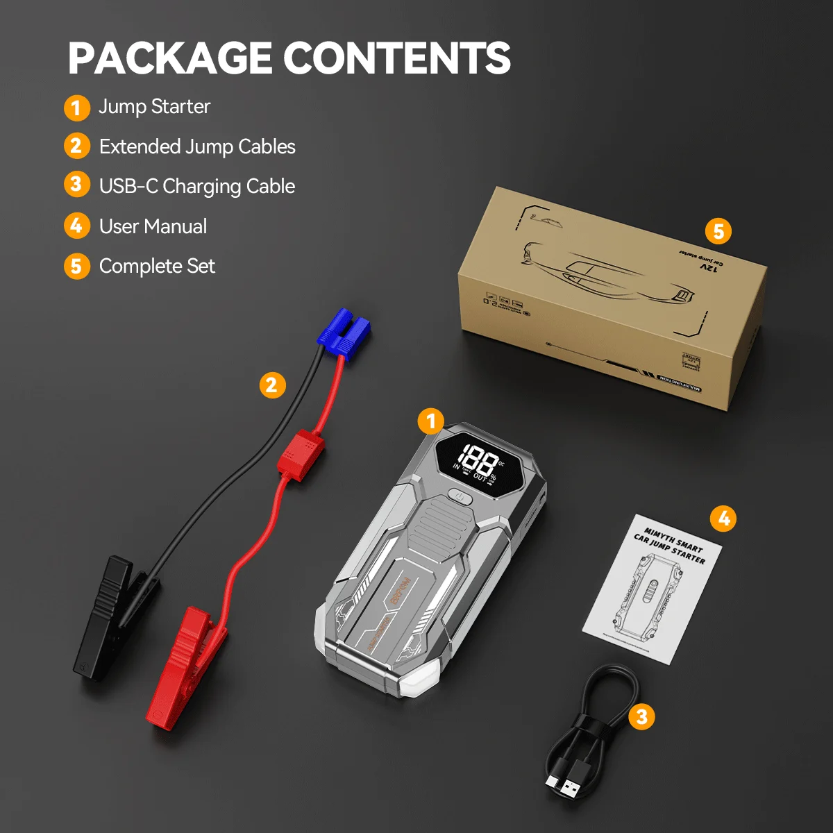 Auto-Starthilfegerät, Starthilfe-Batteriepack für 6,0L Benzin und 5,0L Diesel, 12V Tragbare Starthilfebox mit LED-Licht – Detail 10
