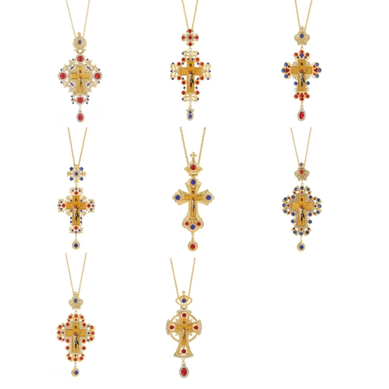 

Elegant Large Diamond Crucifix Necklace Adjustable Neckchain for Men and Women