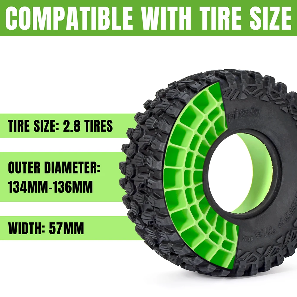 9IMOD 4 stuks Siliconen Rubber Inserts 2.2 "Banden Super Zachte Wielbanden 123*45MM Voor 1/7 1/8 1/10 Afstandsbediening Klimmen Auto