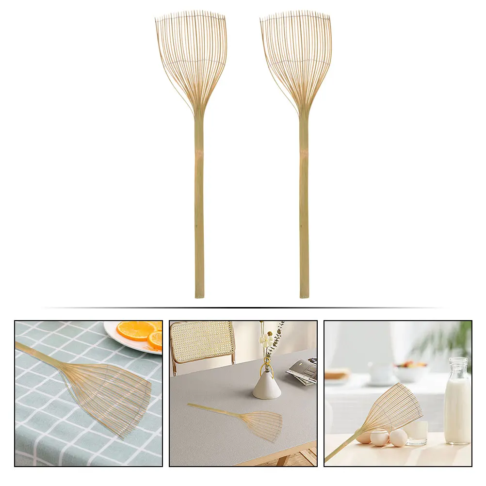 

2pcs Bamboo Handle Fly Swatter Long Handle Insect Remover Mosquito Net Home Used Durable Portable Bug Swatter Heavy Duty