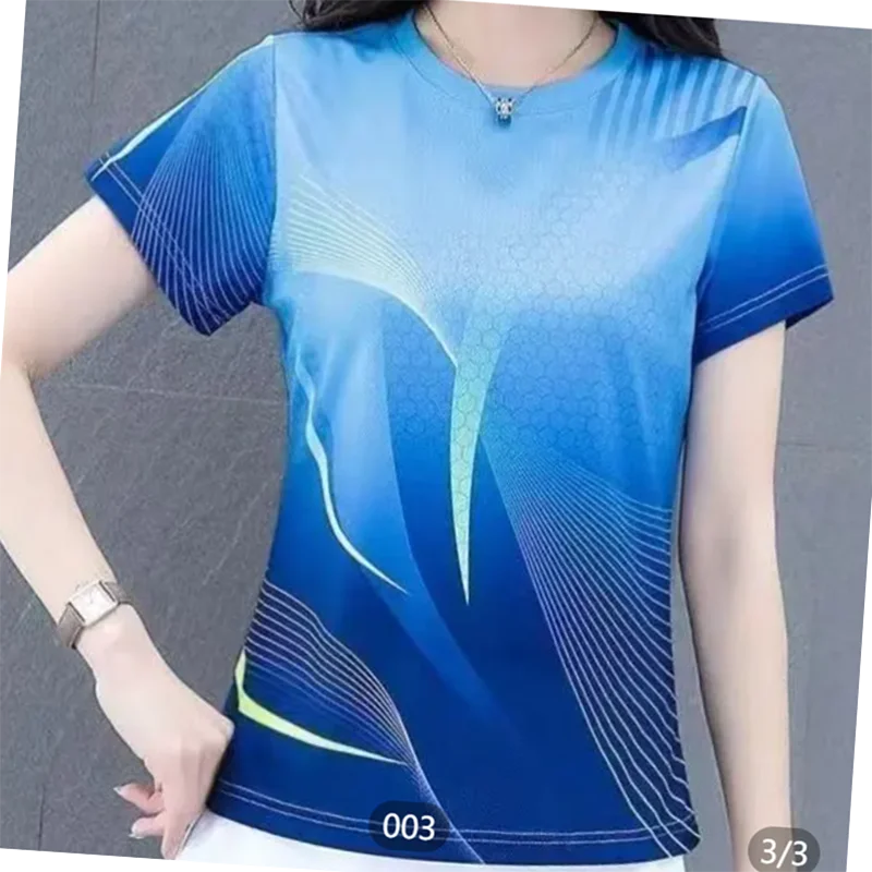 Summer 2026 Women's Quick Dry Short Sleeve T-Shirt Casual Sport Fitness round Neck Printed Top for Active Living