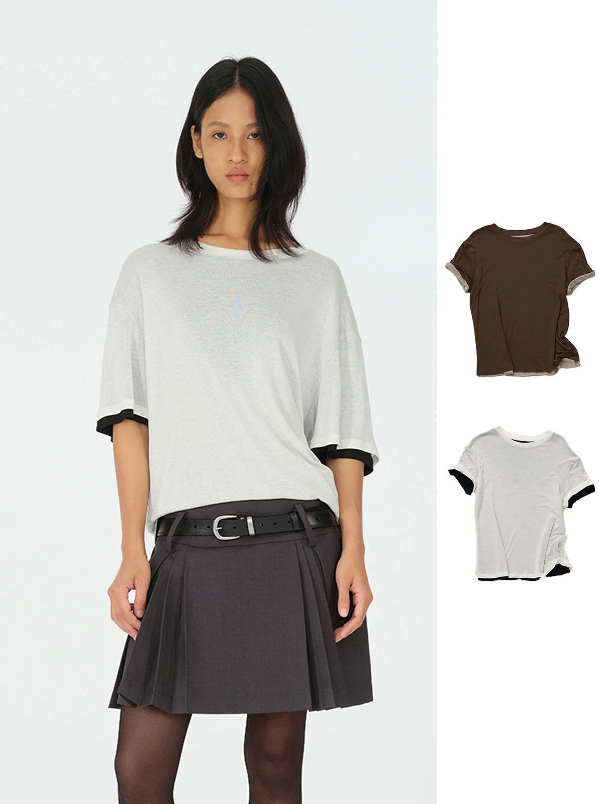 

Брендовая футболка REFOUND TEN Color Blo ort Sve, осенняя коллекция, повседневный свободный круглый пуловер для женщин