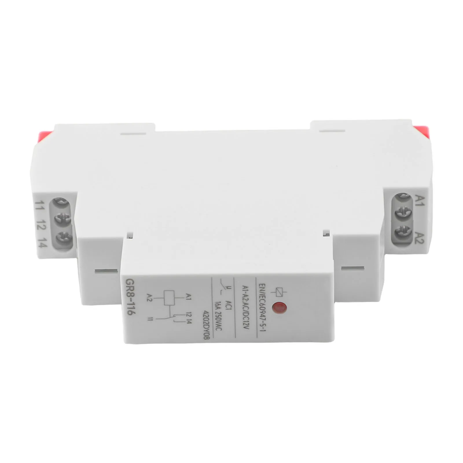 GR8-116 1SPDT Auxiliary Relay 12V AC or DC Din Rail Mounted for Industrial Equipment Control and Power Circuit Switching