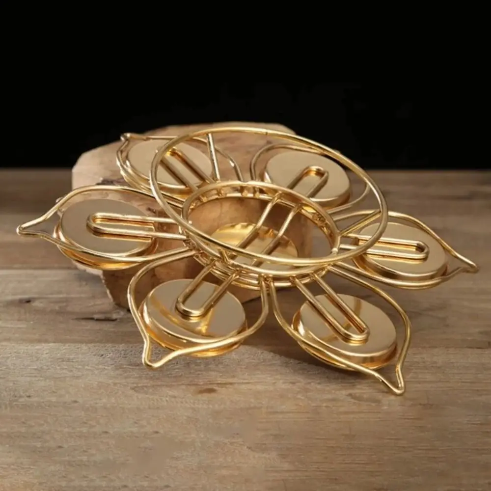 

Creative Single Layer Round Disc Butter Lamp Round Metal Seven-star Candlelight Stand Lotus Lotus Tea Light Holder Home