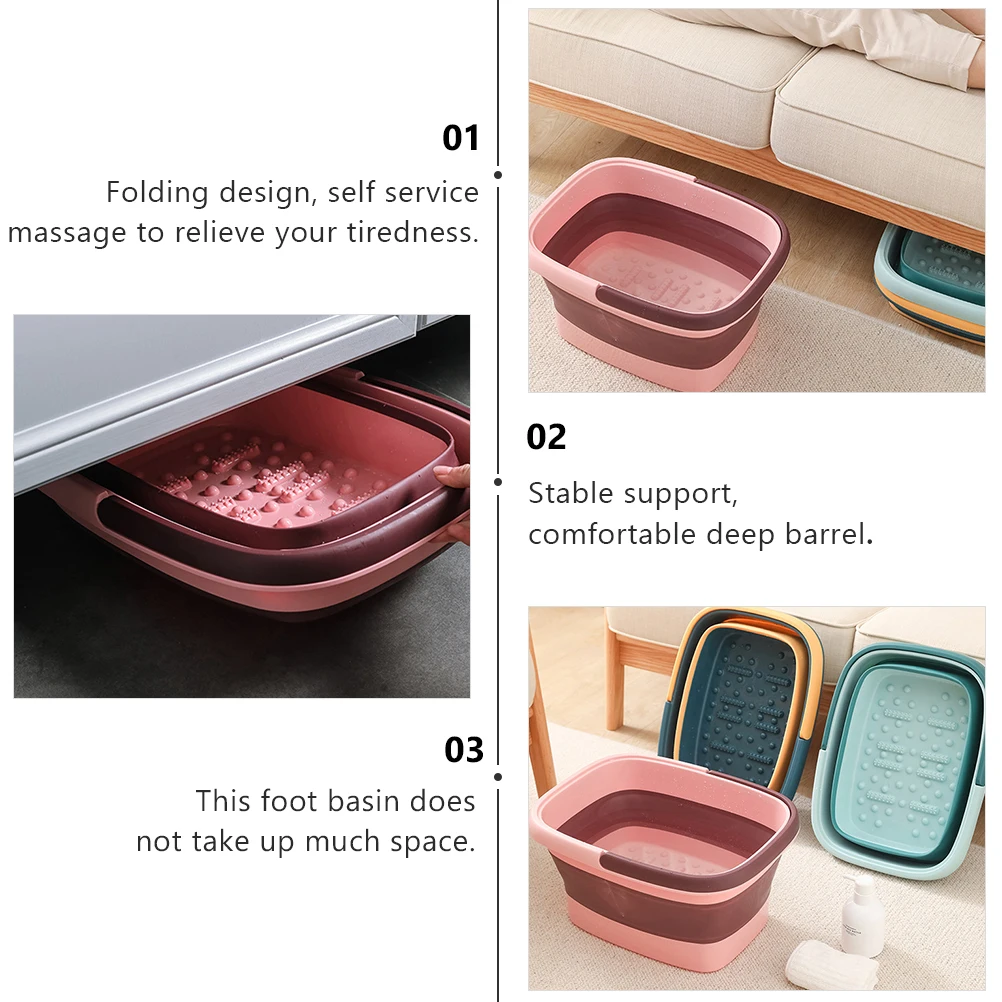 

1 pc Bath Basin Folding Foot Soaking Home Massage Bucket Large Capacity Foldable Foot Tub Comfortable Deep Barrel Durable