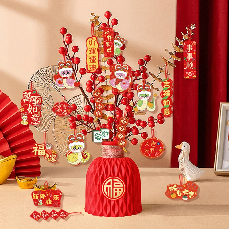 16Pcs/18Pcs 2025 New Year Paper Decoration Chinese Spring Festival Hanging Pendant Home Accessories Snake Year Festival Ornament