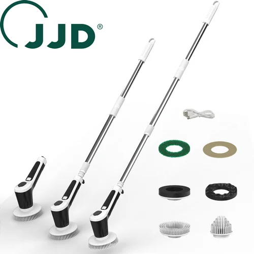 فرشاة تنظيف كهربائية متعددة الأغراض مع رؤوس فرشاة بلاستيكية قابلة للتبديل ووظيفة رش خزان المياه