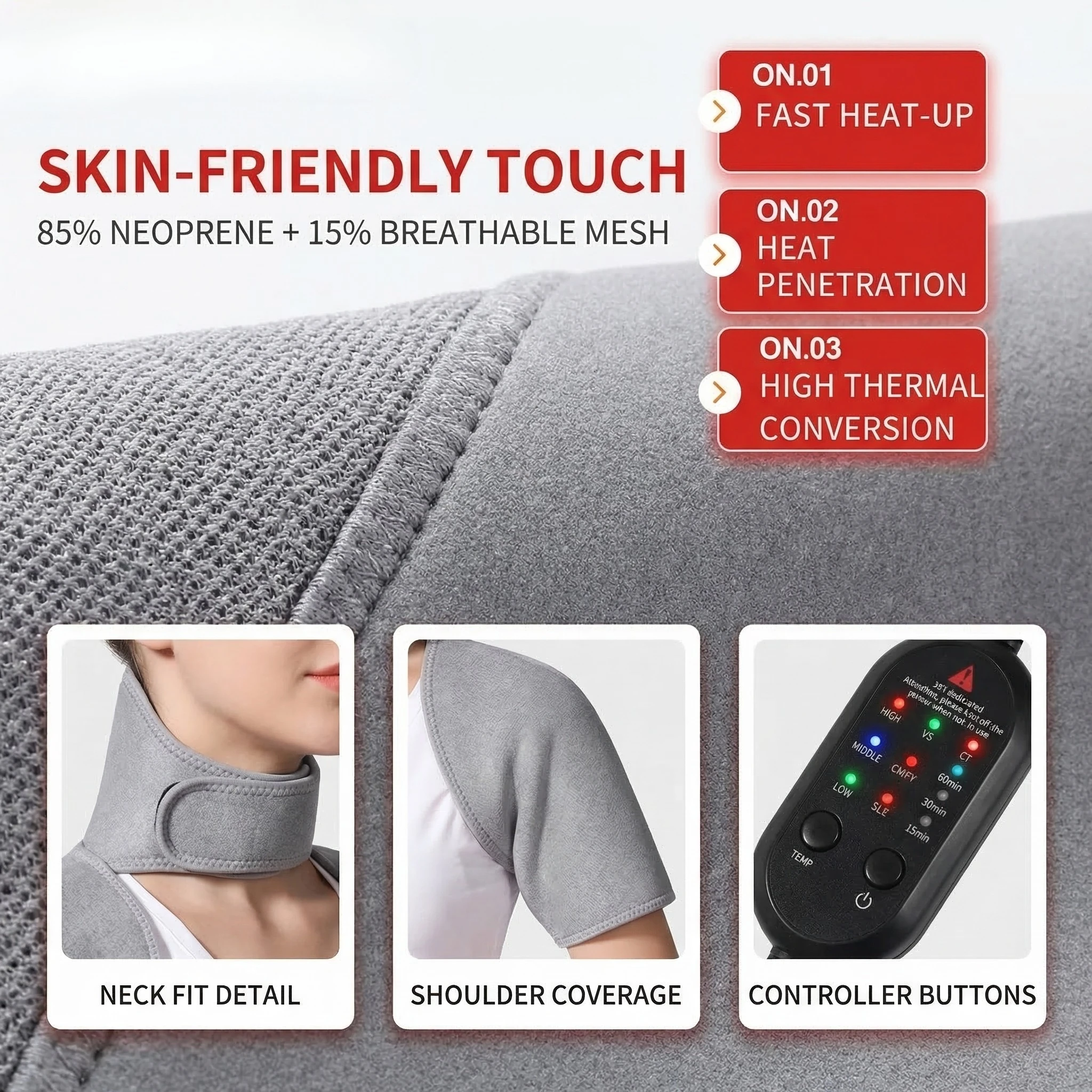 Electric Heating Neck Shoulder Vibration Massager Cervical Vertebra Arthritis Relief Infrared Neck Back Heated Relax Pad