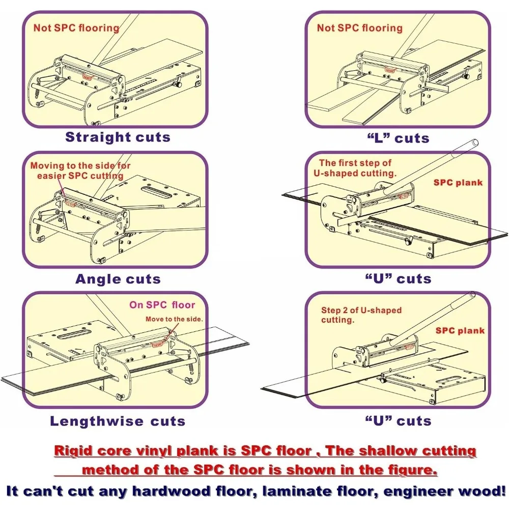 SPC, LVP, LVT, WPC, RVP, VCT, PVC and Rigid Core Vinyl Flooring Cutter