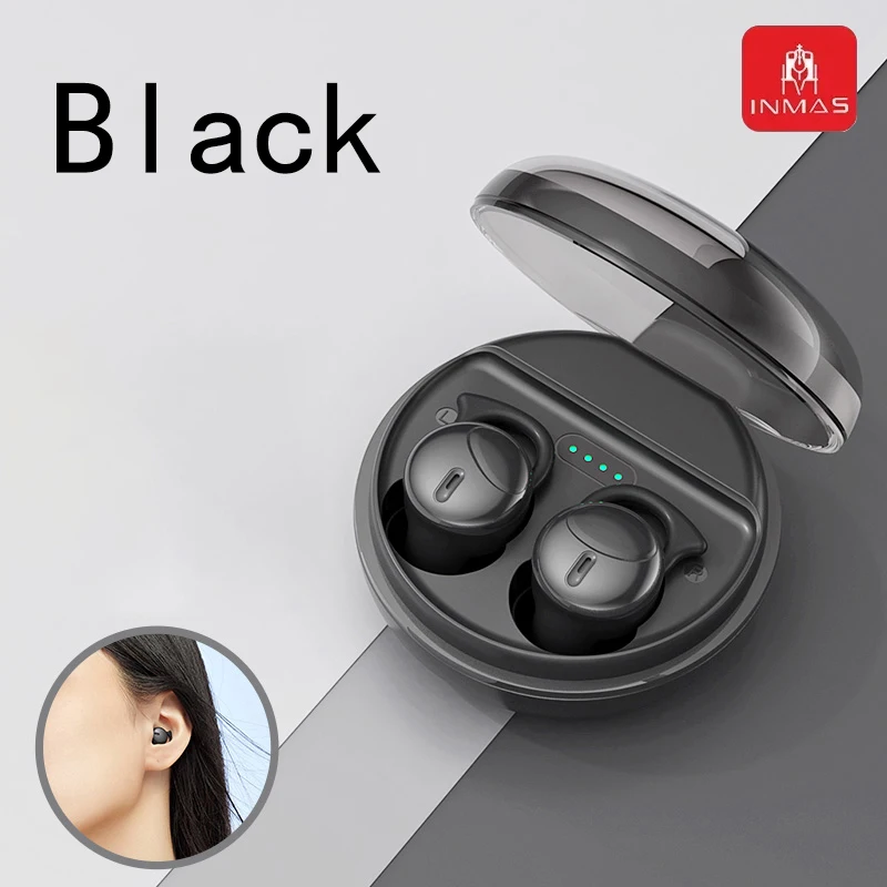 INMAS Q26 ENC Mini Portable Wireless Headsets Bluetooth In-Ear Earphone Noise Reduction Earbud Invisible Sleep Headphones HD Mic